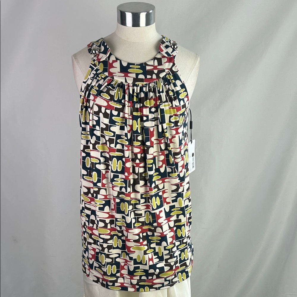 Missoni Nwt Multi Print Hi Neck Sleeveless Top